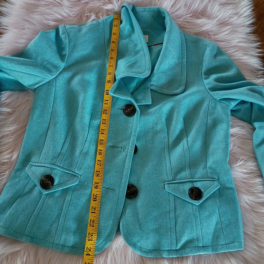 Womens Turquoise Button-Front Jacket - image 14